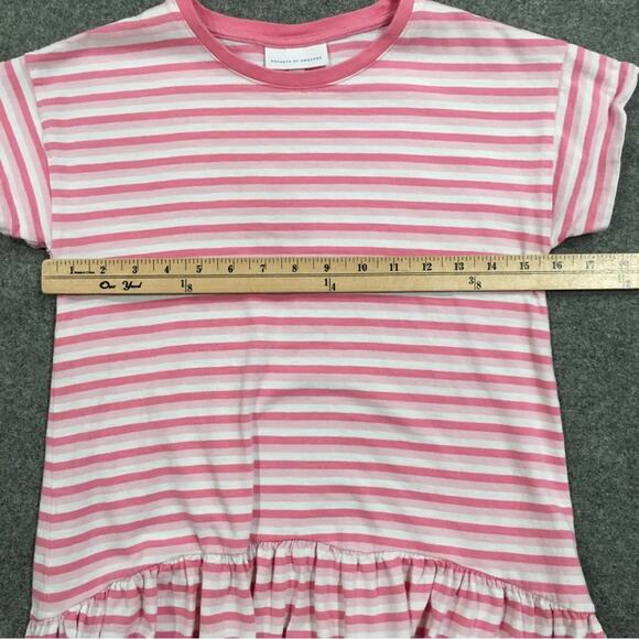 Rockets of Awesome Girl Sz 12 Stripe Pink & White Dress 100% Cotton Drop Waist - Picture 8 of 11